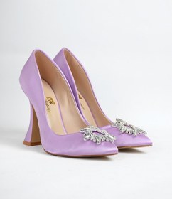 Resim Santeo Mor Saten Taş Detay Kadın Topuklu Ayakkabı Mor 