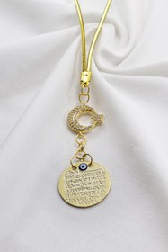 Resim biuti Zirkon Taşlı Ay Yıldız Gold Renkli Metal Ayetel Kürsi Araba Dikiz Ayna Süsü, Yeni Araba Hediyesi 