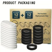 Resim Cloud011 12 Filtre 12 Sünger Seti Kedi Köpek Çeşmesi Yedek Filtresi Paslanmaz Çelik 