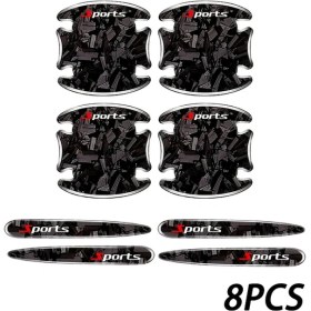 Resim Hightower 8 Adet Siyah Kapı Kolu Koruyucu Çekmece Karbon Fiber Desen Çizilmez 