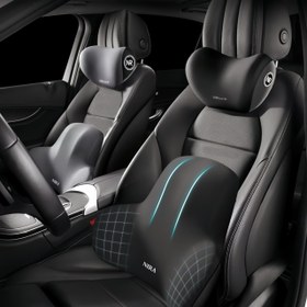 Resim Yumuşak Ekose Polyester Kumaştan Yapılmış, Ayarlanabilir Kayışlı ve Çıkarılabilir Tasarımlı Ergonomik Hafıza Köpük Araç Başlığı ve Bel Desteği Yastığı (1 Adet + 1 Set) - Uzun Sürüşler ve Ofis Kullanımı İçin İdeal 