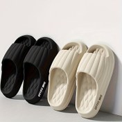 Resim 1 Çift Uniseks Şok Emici Hızlı Kuruyan Terlikler Ergonomik Kemer Desteği ile - Erkekler ve Kadınlar için Hafif PVC İç/Dış Mekan Ev Ayakkabıları, Siyah ve Bej Renkte Kaydırmaz Duş Sandaletleri, Ev Terlikleri 
