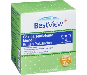 Resim Best View Gözlük Temizleme Mendili Tek Kullanımlık 52 Adet Yansıtıcı Olmayan Camlar İçin 