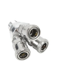 Resim Samdoo G1/2 Karbon Çelik Kaplama 3 Yollu Hızlı Bağlantı, Otomatik Kilitleme, 360 Döner, Anti-korozif, Kompresör Aksesuarı 