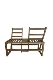 Resim Rusthing Doğal Ahşap Çift Yönlü Bahçe Aşk Bankı 110x48 Cm Bench Sandalye Dış Mekan Teras Tik Rengi 