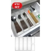 Resim Bade 6'lı Modüler Set 4+2 Kaşıklık Çekmece Içi Düzenleyici Çatal Kaşık Düzenleme Organizeri 