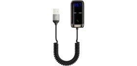 Resim Bluetooth Aux Araç Kiti Fm Transmitter USB Kablo Çıkış Oto Müzik Çalar Kiti 2cihaz Bağlantılı 