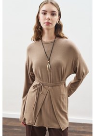 Resim Manuka Beli Bağlama Tasarımlı Bluz Vizon Vizon 