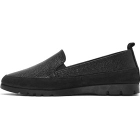 Resim Derimod Kadın Siyah Simli Deri Konfor Loafer 26PFD1500SM 