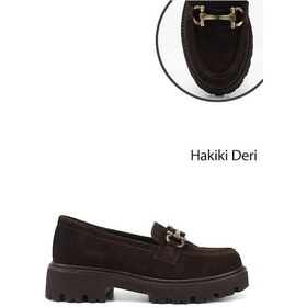 Resim Gönderi(R) Gönderi R Kadın Kahve Süet Kalın Topuklu Tokalı Hakiki Deri Loafer Ayakkabı Gdza13424352 Kahverengi 