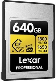 Resim Lexar 640GB Profesyonel GOLD CFexpress 4.0 Tip A Hafıza Kartı 