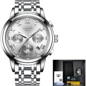 Resim Hanyang Çelik Gümüş Beyaz 2022 Yeni Saatler Erkekler Lüks Marka Lıge Chronograph Erkekler Spor Saatler Su Geçirmez Tam Çelik Kuvars Erkek Saati Relogio Masculino (Yurt Dışından) 