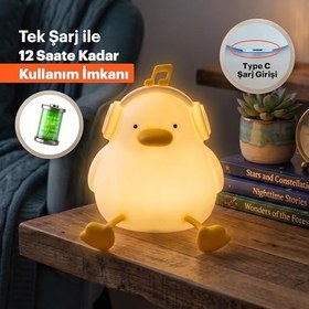 Resim Silikon Gece Lambası, LED Yumuşak Sevimli Ördek Lamba, Çocuklar için Kısılabilir Gece Lambası, Şarj Edilebilir Bebek Yatak Odası Lambası, Emzirme ve Kreş Dekoru için 