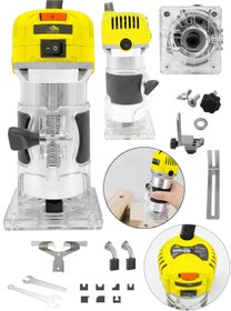 Resim Daflong 6 Kademe Devir Ayarlı Formika Traşlama Freze Makinesi 6 Mm + 12 Adet Uç Hediye-SARI 