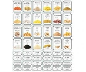 Resim Meleni Home 48 Parça Çeyiz Seti - Etiketli Kare Erzak Saklama Kabı Kahvaltılık Çerezlik Baharatlık Bakliyat Kabı 