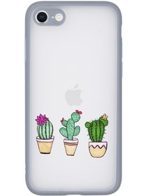 Resim mooodcase Iphone Se 2020 Uyumlu Kamera Lens Korumalı Üçlü Kaktüs Desenli Lüx Telefon Kılıfı 
