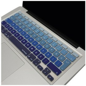 Resim Apple Uyumlu MacBook Air Pro Klavye Koruyucu Türkçe Q Ombre Eski Usb Li Model 2008/2017 Yılı İle Lacivert Mavi 