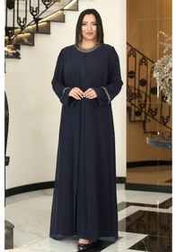 Resim Raika Moda Sultan Büyük Beden Tesettür Abiye Lacivert 