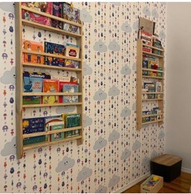 Resim MrtAhşap Montessori Geniş Model Kare Çıtalı Kitaplık 70 Cm 