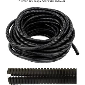 Resim 7mm Yarıklı Spiral Hortum Kablo Gizleme Izolasyon Borusu 10 Metre Esnek Siyah 