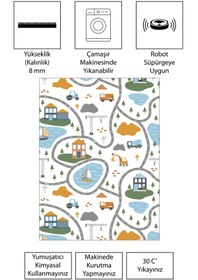 Resim VİVİCAHOME Dijital Baskı Kaymaz Taban Makinede Yıkanabilir Çocuk Odası Halısı Bebek Odası Halısı VCH 