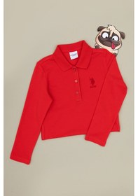 Resim U.S. Polo Assn. Kız Çocuk Kırmızı Polo Yaka Basic Sweatshirt 50316836-VR030 