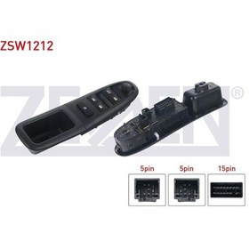 Resim Zegen-zsw1212 - Ayna Ayar Ve Cam Acma Anahtarı Grup 5 Pın Peuge 