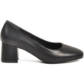 Resim Siyah Cilt Kalın Topuklu Kadın Abiye Ayakkabı 695042 Z Siyah Cilt 