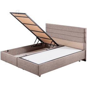 Resim Sofia İkili Set, Sofia Çift Kişilik Baza Başlık Seti Açık Kahve 140 x 190 