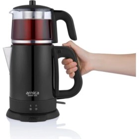 Resim Arnica IH33205 Demli Stil 1800 W Cam Demlikli Çay Makinesi Siyah 