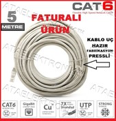 Resim 5 Metre 5Mt Hazir Pressli Cat6 Ethernet Internet Modem Kablosu 