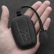 Resim Faux Deri Araba Anahtar Kılıfı Toyota Prius Camry Corolla CHR RAV4 Land Cruiser 2/3 Düğme Anahtarlık Süet Aksesuarları için 