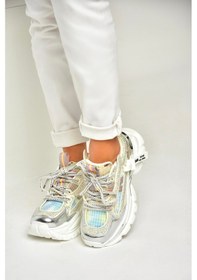 Resim Fox Shoes U380141309 Beyaz Taş Detaylı Spor Ayakkabı Sneakers Beyaz-suni Deri Beyaz 