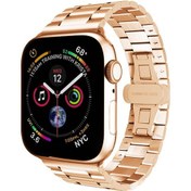 Resim Saat Serisi 3 38mm Üç Boncuk Kelebek Toka Metal Saat Bandı Gül Altın 