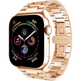 Resim Saat Serisi 3 38mm Üç Boncuk Kelebek Toka Metal Saat Bandı Gül Altın 