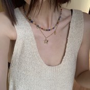 Resim Vintage Boho Katmanlı Kolye Seti, Yıldızlı Pandantifli Alaşımlı Boncuklu Gerdanlık, Günlük ve Parti Etkinlikleri için Çok Yönlü Moda Takısı, Mardi Gras Aksesuarı, Tüm Mevsimler İçin 