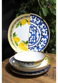 Resim River World 24 Parça 6 Kişilik Porselen Yemek Takımı Lmn Serisi Çok Renkli 