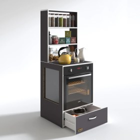 Resim Kenzlife ankastre fırın dolabı gönül gri 165*60*56 mutfak çekmeceli 