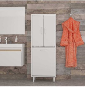 Resim Modilayn Esinti 50X140 Cm Kirli Sepetli Çamaşır Dolabı, Banyo Dü 