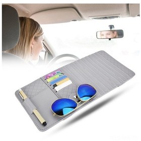 Resim Moveevo Gri Pu Deri Araç Güneş Koruyucusu Organizatörü - Cd, Dvd, Gözlük, Ehliyet Ve Kart Saklama Kutusu 