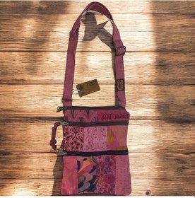 Resim Vintage Renkli Etnik Salaş Küçük Boy Plaj Günlük Kadın Kol Omuz Çantası 24cm X 29cm Pembe 