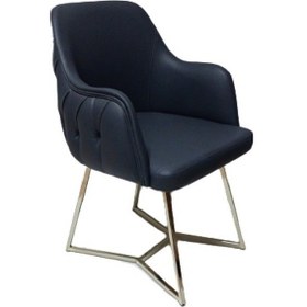 Resim Tekli Bekleme Koltuğu Metal Ayaklı Kapitone Desenli Antrasit Renk 