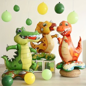 Resim 3 adet/paket, küçük tabanlı Jura dinozor seti alüminyum film balonlar, Jura dinozor temalı parti, doğum günü, yıl dönümü, parti dekorasyon malzemeleri, yaratıcı dekorasyon malzemeleri 