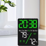 Resim 5.5 İnç Büyük Dijital Termometre Higrometre Çalar Saat, Masaüstü İçin Uygun - LED Ekranlı İç Mekan Nem ve Sıcaklık Ölçümü, Ayarlanabilir Parlaklık, Çift Alarm, Uykuda Fonksiyonu, USB ile Çalışır (Pil Dahil Değildir), Uyanma Çalar Saati Olarak İdeal 