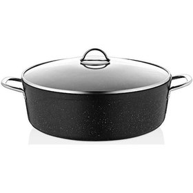Resim 3312 - 2 Parça - Biogranit, 36x9,5 Cm - 8 Litre, Büyük, Derin Tencere Siyah Gövde, Platin Detay Siyah 