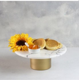 Resim Akayev Mermer 25 CM Metal Ayaklı Leylak Yuvarlak Sunum Tabağı 
