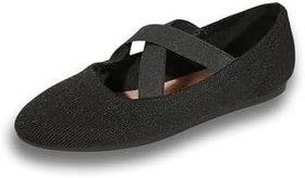 Resim Kapalı yuvarlak ayak daireler kadınlar için örgü bale daireler çapraz askılı kadın kayma örme şık balerin düz ayakkabı ofis rahat parti rahat 