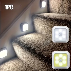 Resim 1 adet 6-LED Hareket Sensörlü Işık, Pil ile Çalışan Kablosuz LED Adım Gece Işığı, Dolap, Hol, Merdiven, Dolap, Mutfak için - İç Mekan Kullanımı, Pil Dahil Değil, İç Mekan Aydınlatması | Modern LED Işık | Pil ile Çalışan Işık, Yatak Odası için LED Işıklar 