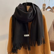 Resim Eşofman Kumaşlı Kalın Sahte Kaşmir Şal - Polyester 100% - Makine Yıkamalı, Rüzgar Geçirmez ve Sıcak Uzun Şal - Unisex Çift Tarz Şal (1 adet) 