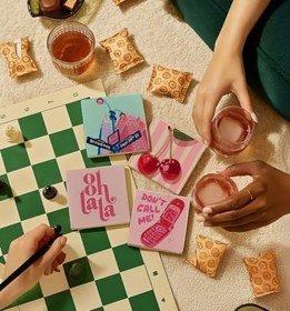Resim Pop Art Desenli Doğal Taş Bardak Altlığı, Ev ve Ofis Kullanımı, 4 Adet 